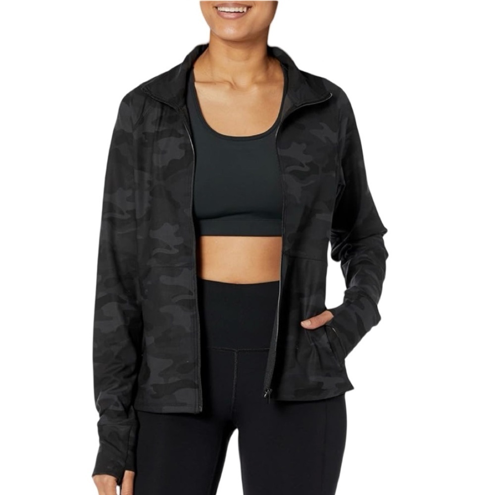 Jockey Full Zip Active Yoga Jacket Camo Black NWT Size S - Picture 1 of 10